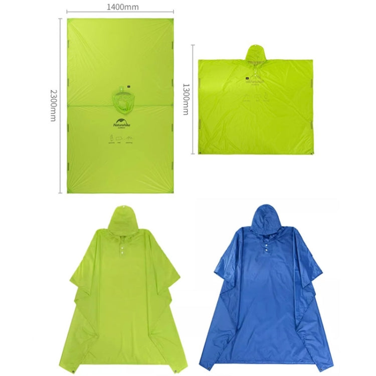 Naturehike 210T Plaid Outdoor Rain Poncho 3 In 1 Canopy Riding Travel Portable Backpacking Raincoat(Green)