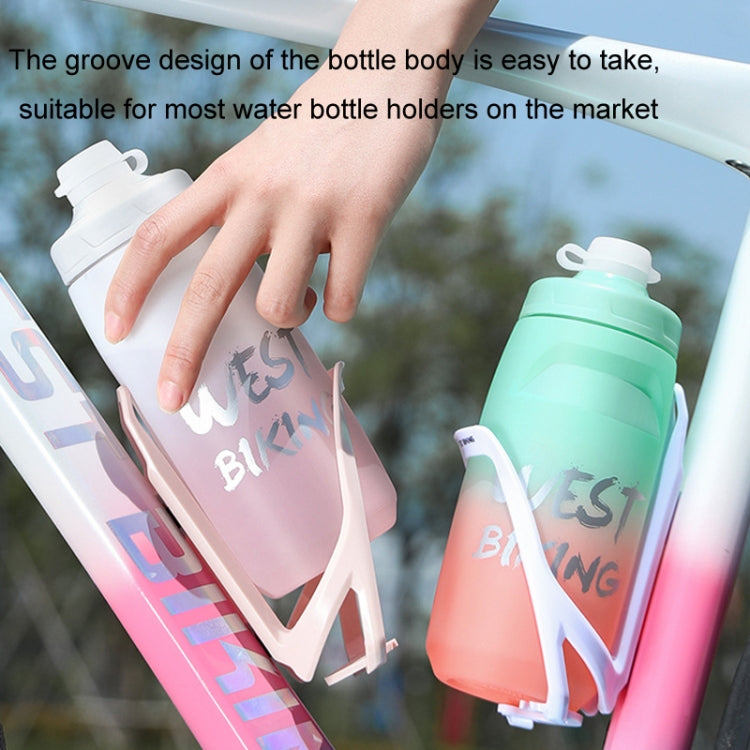 WEST BIKING 620ML Bicycle Water Bottle Portable Outdoor Cycling Water Cup, Color: Black Green Gradient