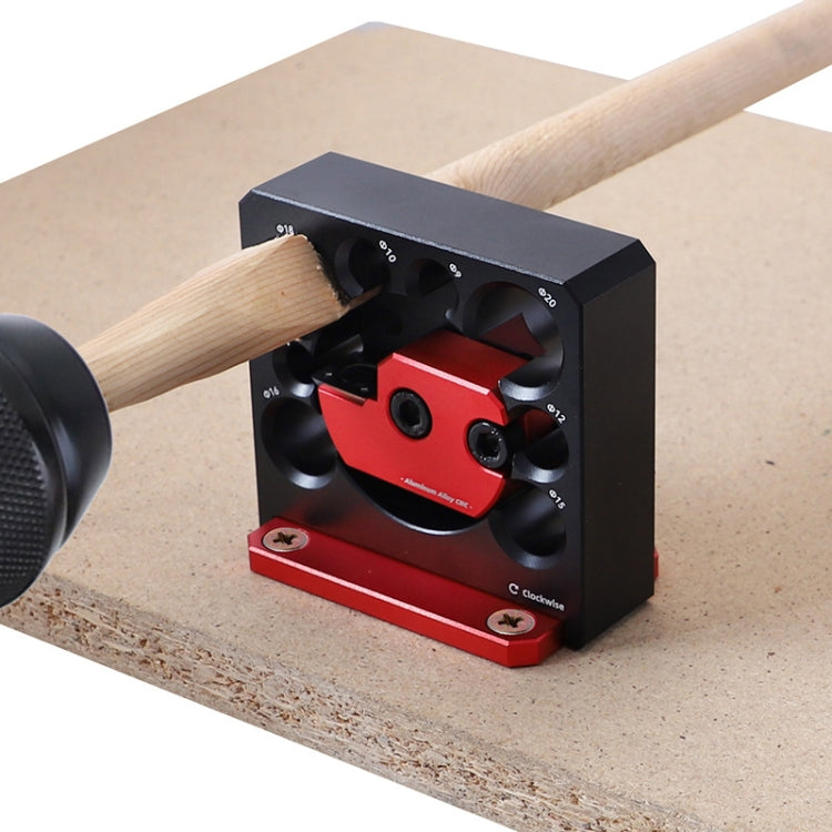 RUITOOL 8pcs / Set Adjustable 8-Hole Drill Rounders Woodworking DIY Tools, Color: Red And Black