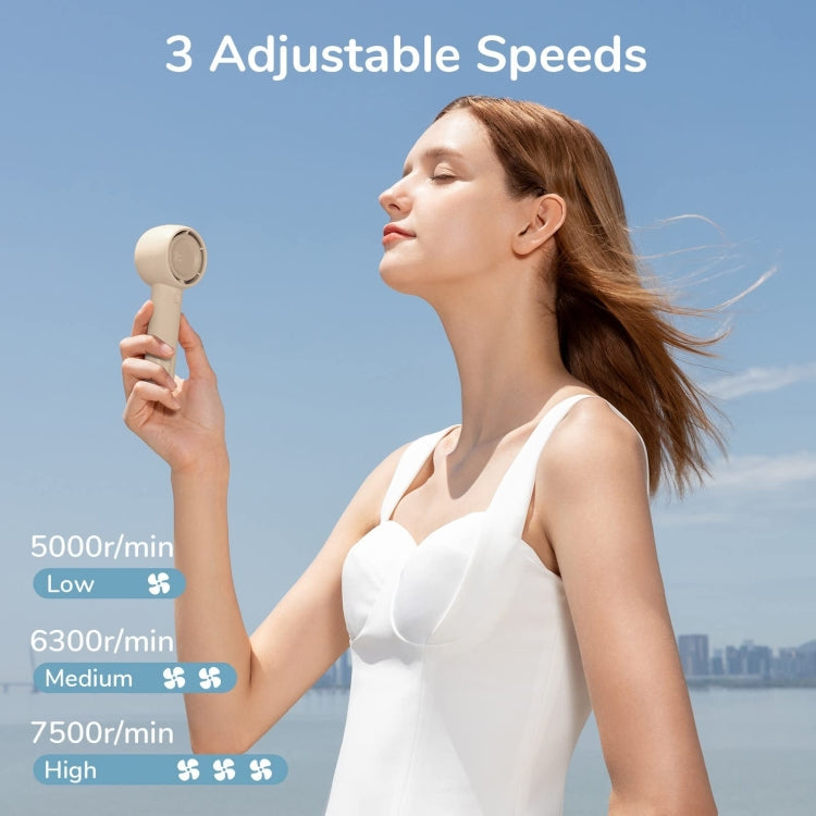 JisuLife FA42 Handheld Portable Small Rechargeable Turbo Fan, Color: Brown 2000mAh
