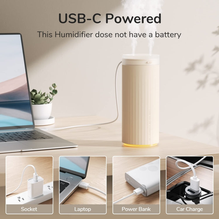 JisuLife HU16 Desktop Dual Mist Ports Humidifier, Color: Brown Plug-in