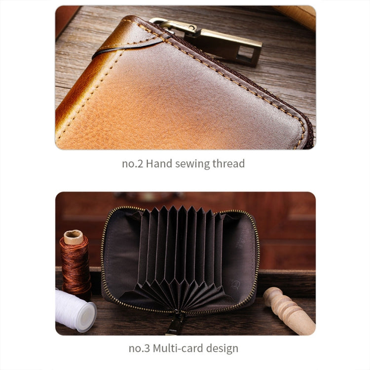 BULL CAPTAIN 475 RFID Anti-Theft Zipper Top-Layer Cowhide Multi-Card Slot Card Holder Wallet(Blue)