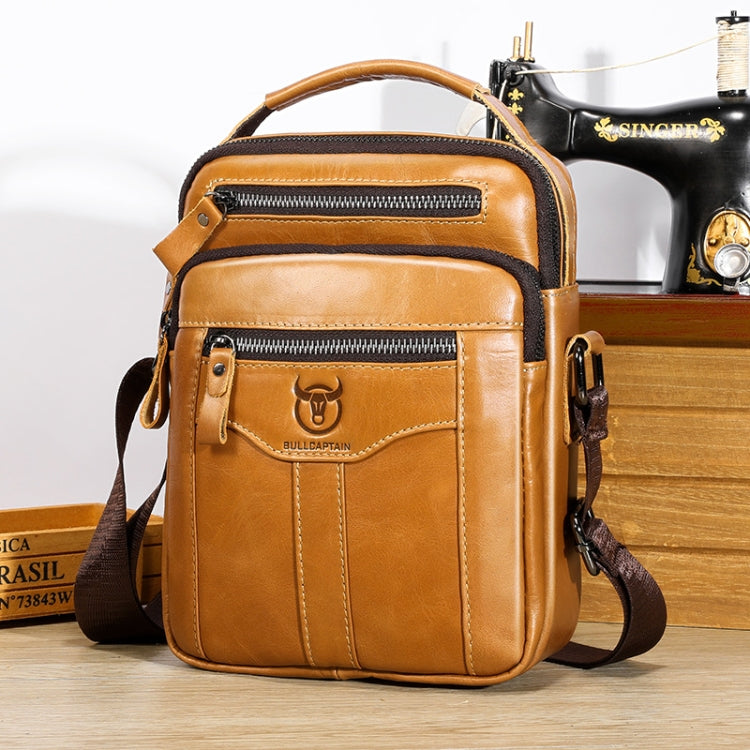 BULL CAPTAIN 0400 Large-Capacity First-Layer Cowhide Retro Single-Shoulder Crossbody Bag(Yellow)