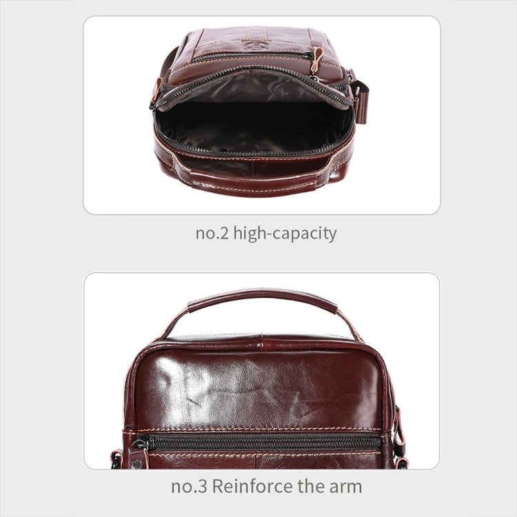 BULL CAPTAIN 0400 Large-Capacity First-Layer Cowhide Retro Single-Shoulder Crossbody Bag(Coffee)