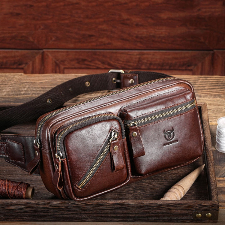 BULL CAPTAIN 082 Large-Capacity First-Layer Cowhide Retro Single-Shoulder Crossbody Bag(Brown)