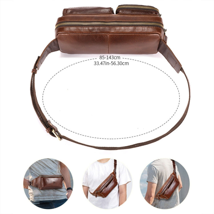 BULL CAPTAIN 082 Large-Capacity First-Layer Cowhide Retro Single-Shoulder Crossbody Bag(Black)