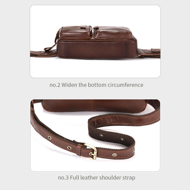 BULL CAPTAIN 082 Large-Capacity First-Layer Cowhide Retro Single-Shoulder Crossbody Bag(Black)