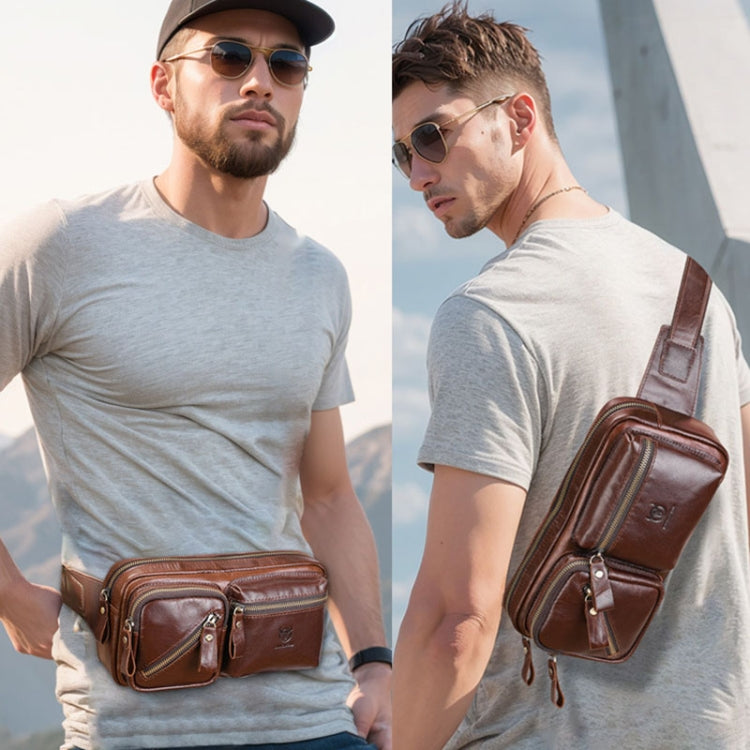 BULL CAPTAIN 082 Large-Capacity First-Layer Cowhide Retro Single-Shoulder Crossbody Bag(Brown)