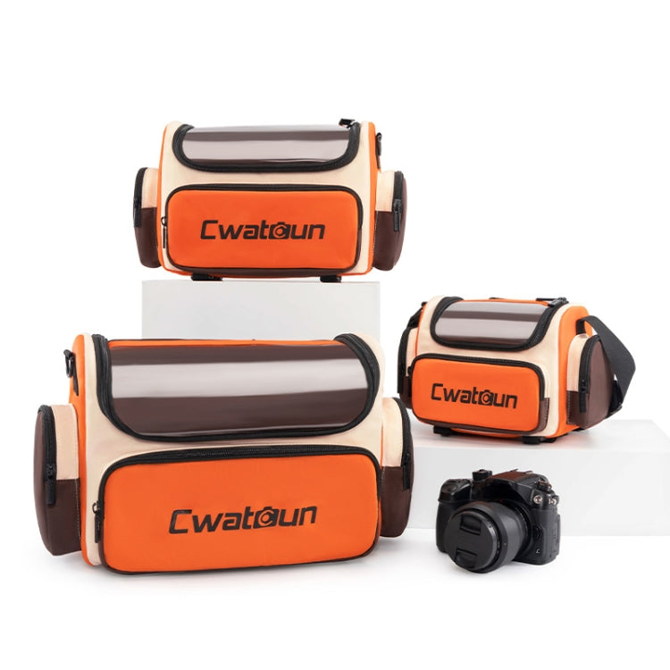 Cwatcun D121 Shoulder Crossbody Camera Bag Colorful Large Capacity Waterproof Digital Photography Bag, Color: Medium Orange Red
