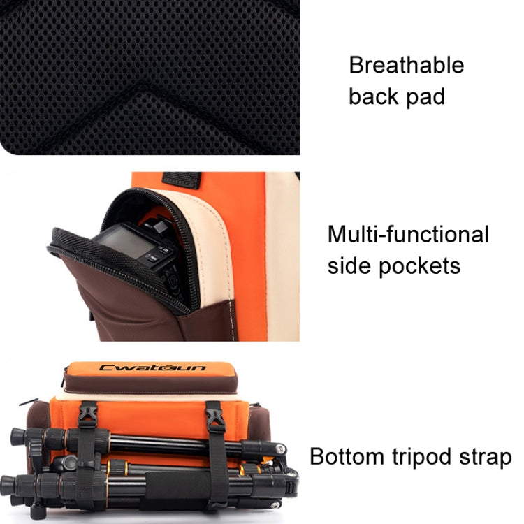 Cwatcun D121 Shoulder Crossbody Camera Bag Colorful Large Capacity Waterproof Digital Photography Bag, Color: Small Orange Red