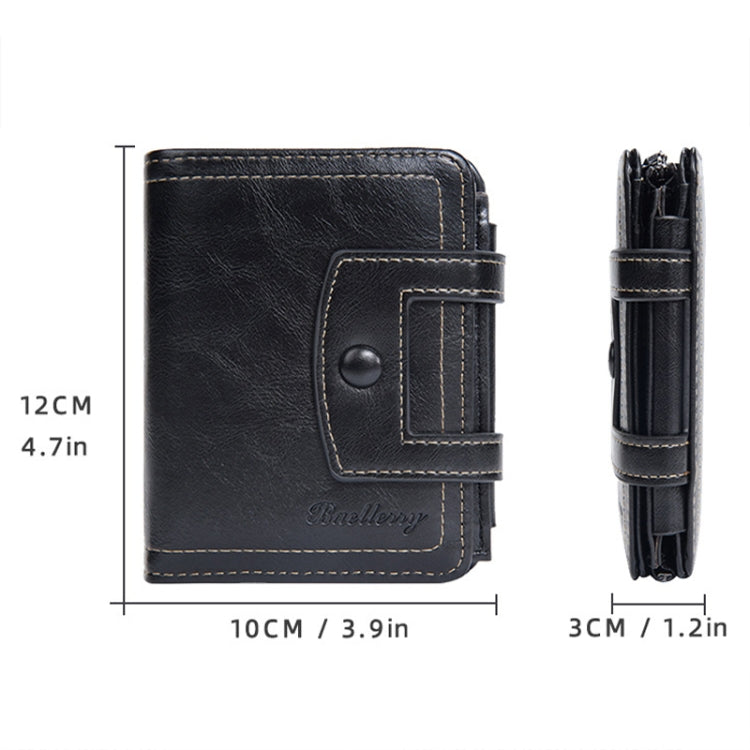 Baellerry D5112 RFID Anti-Theft Multi-Card Slot Buckle Tri-fold Zipper Short Wallet Coin Purse(Brown)
