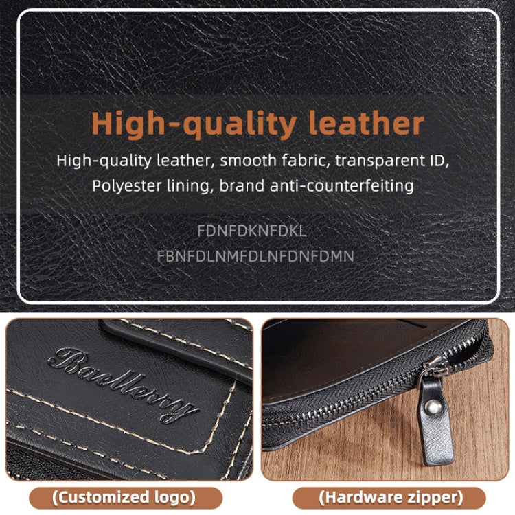 Baellerry D5112 RFID Anti-Theft Multi-Card Slot Buckle Tri-fold Zipper Short Wallet Coin Purse(Brown)