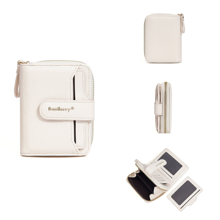 Baellerry N1915 Lychee Pattern Multi-card Slot Zipper Women Short Wallet(Milk Apricot)