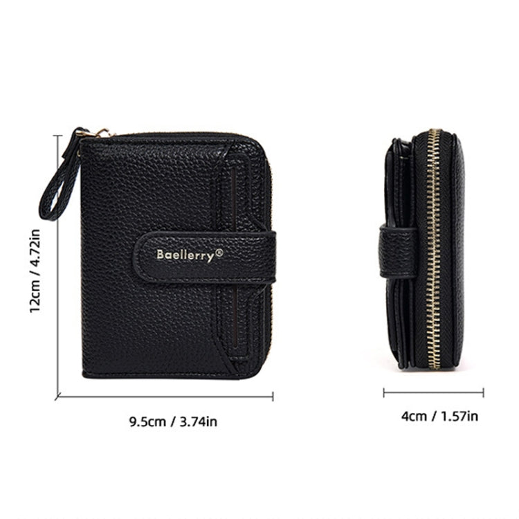 Baellerry N1915 Lychee Pattern Multi-card Slot Zipper Women Short Wallet(Brown)