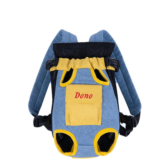 DONO Pet Four-legged Bag Outdoor Carrying Bag Breathable Backpack, Size: L(Blue Yellow)
