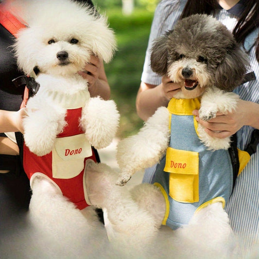 DONO Pet Four-legged Bag Outdoor Carrying Bag Breathable Backpack, Size: L(Blue Yellow)