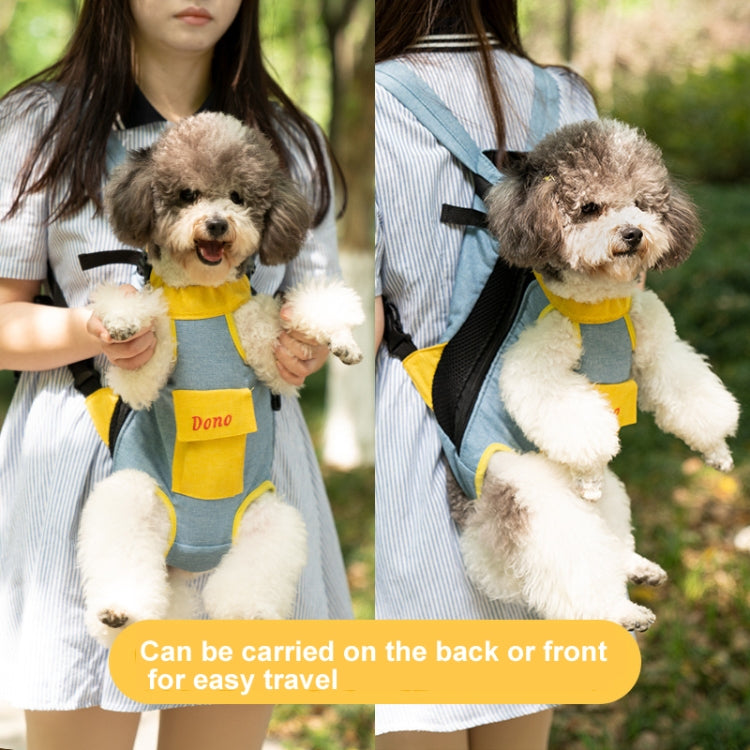 DONO Pet Four-legged Bag Outdoor Carrying Bag Breathable Backpack, Size: L(Blue Yellow)