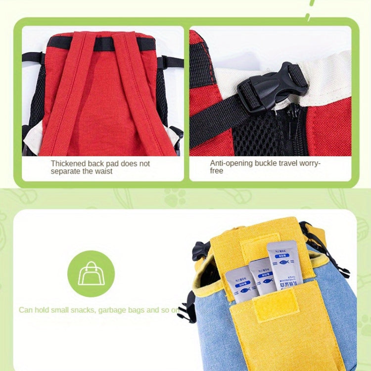 DONO Pet Four-legged Bag Outdoor Carrying Bag Breathable Backpack, Size: L(Blue Yellow)