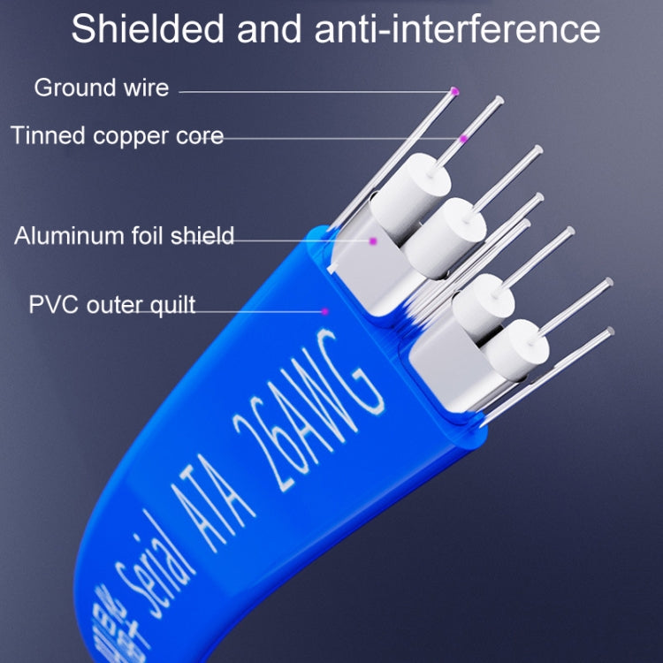 0.45m JINGHUA U510B High Speed SATA3.0 SSD Serial Cable(Black Straight To Straight)
