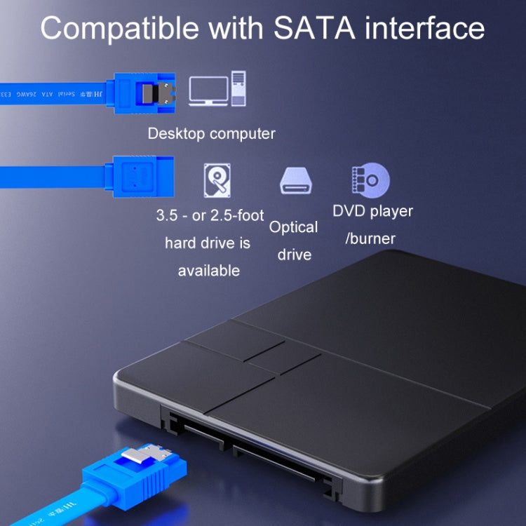 0.45m JINGHUA U510B High Speed SATA3.0 SSD Serial Cable(Blue Straight To Bend)
