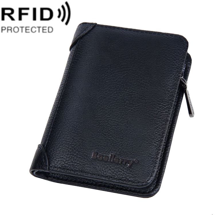 Baellerry DR113 RFID Anti-Theft Retro Multi-Card Slot Tri-Fold Short Wallet(Black)