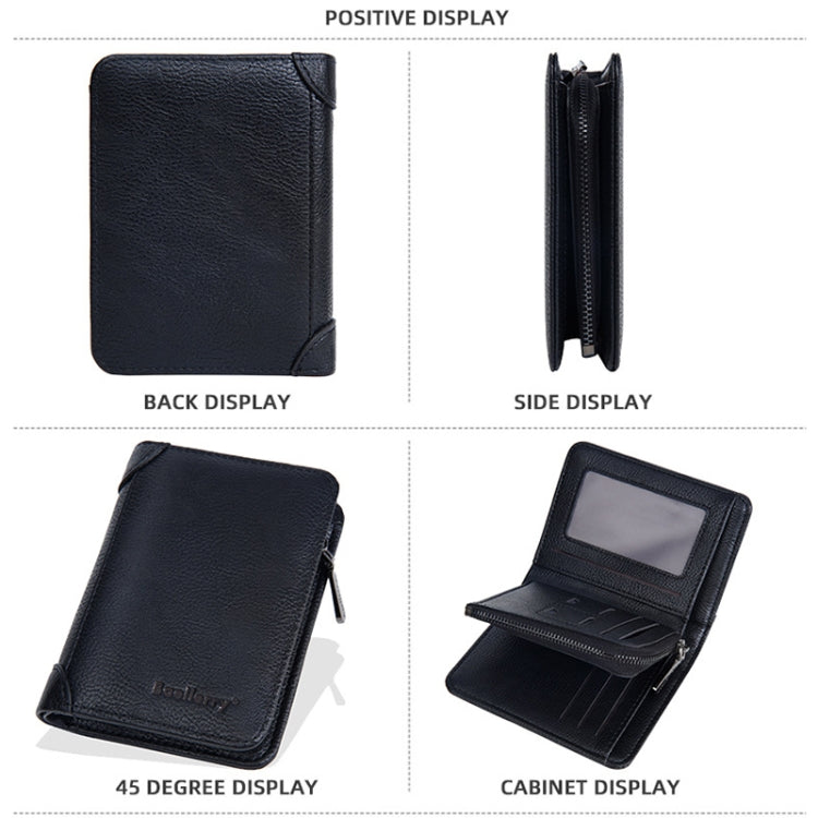 Baellerry DR113 RFID Anti-Theft Retro Multi-Card Slot Tri-Fold Short Wallet(Black)