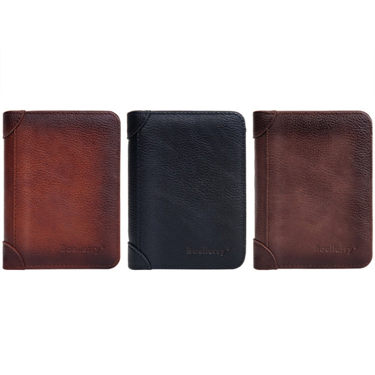 Baellerry DR113 RFID Anti-Theft Retro Multi-Card Slot Tri-Fold Short Wallet(Dark Brown)