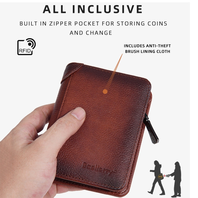 Baellerry DR113 RFID Anti-Theft Retro Multi-Card Slot Tri-Fold Short Wallet(Black)