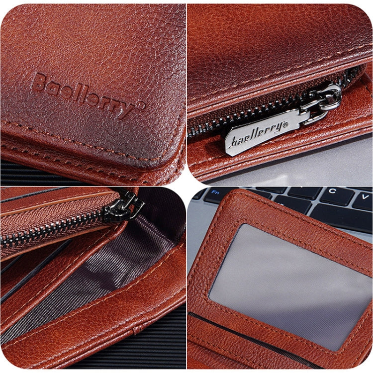 Baellerry DR113 RFID Anti-Theft Retro Multi-Card Slot Tri-Fold Short Wallet(Black)