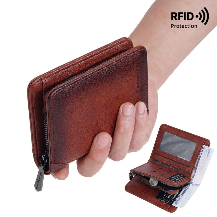 Baellerry DR113 RFID Anti-Theft Retro Multi-Card Slot Tri-Fold Short Wallet(Black)