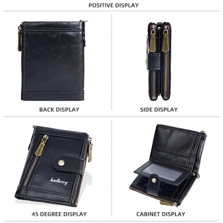 Baellerry D3261 Retro Multi-card Slot Double-zipper Short Wallet Coin Purse(Black)