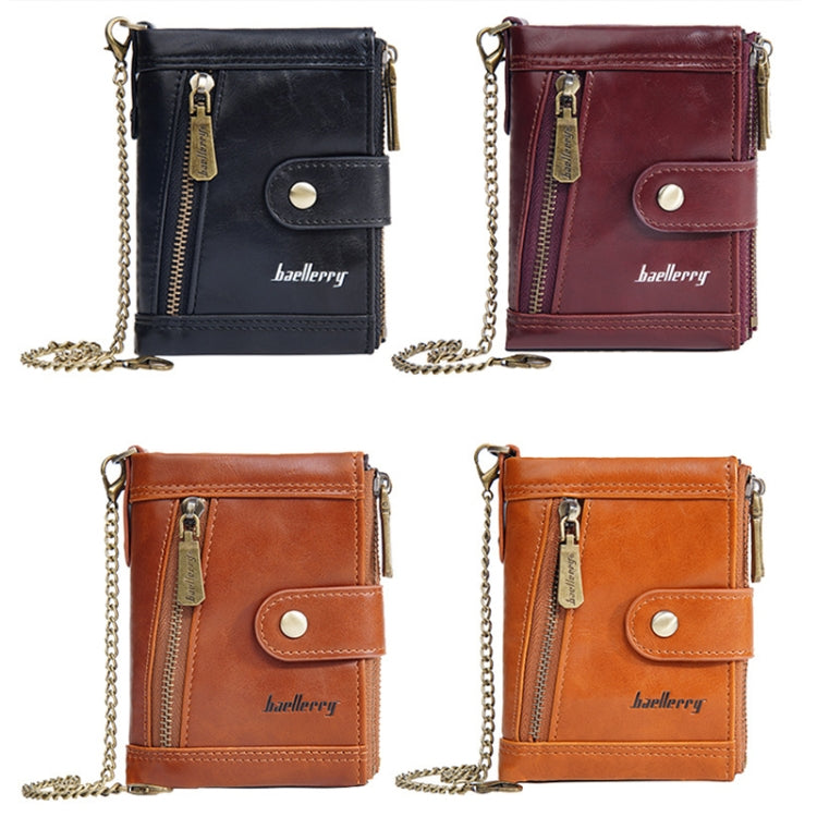 Baellerry D3261 Retro Multi-card Slot Double-zipper Short Wallet Coin Purse(Dark Brown)
