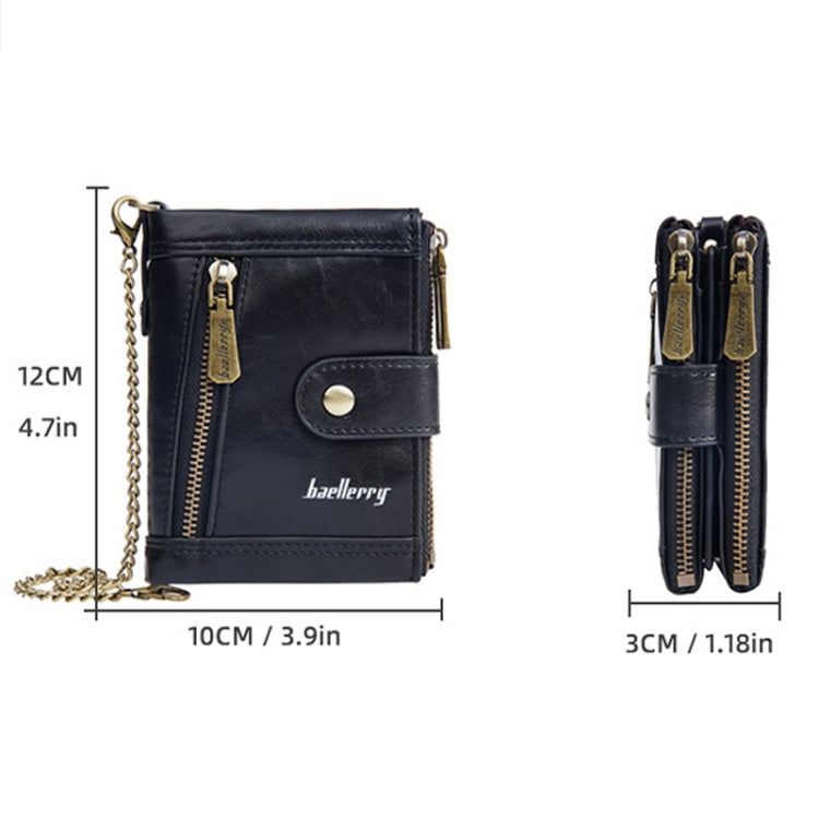 Baellerry D3261 Retro Multi-card Slot Double-zipper Short Wallet Coin Purse(Coffee)
