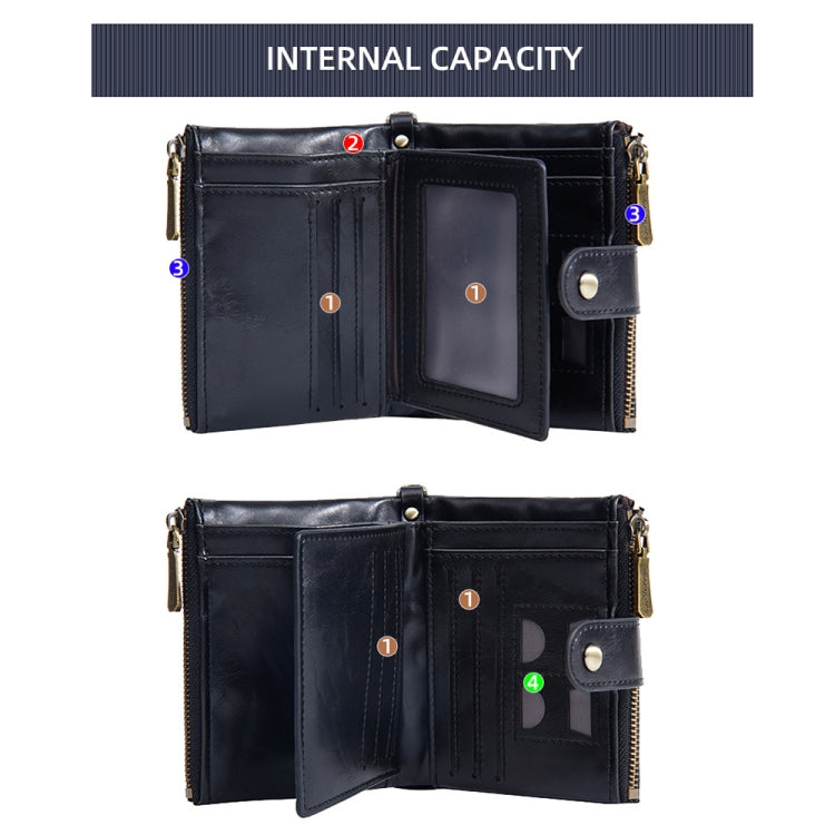 Baellerry D3261 Retro Multi-card Slot Double-zipper Short Wallet Coin Purse(Light Brown)
