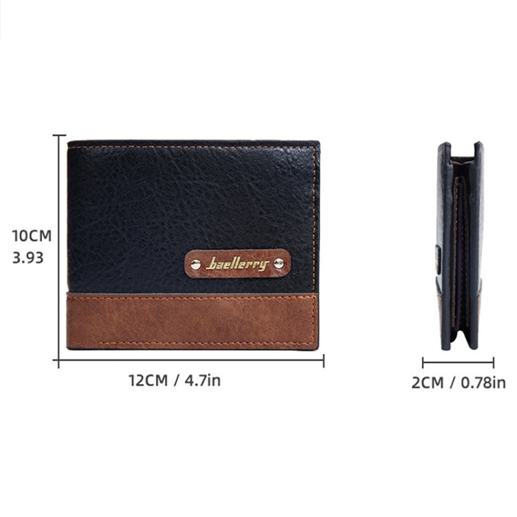 Baellerry DR112 RFID Anti-theft Splicing Horizontal Thin Zipper Wallet Card Holder(Black)