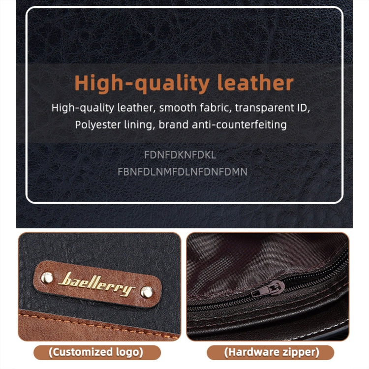 Baellerry DR112 RFID Anti-theft Splicing Horizontal Thin Zipper Wallet Card Holder(Light Brown)
