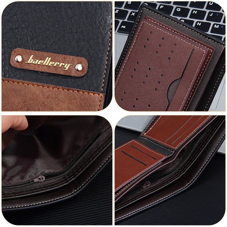 Baellerry DR112 RFID Anti-theft Splicing Horizontal Thin Zipper Wallet Card Holder(Light Brown)