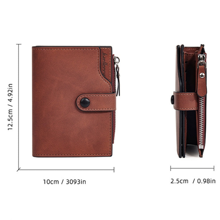 Baellerry D5113 RFID Anti-theft Tri-fold Zipper Short Wallet Coin Purse(Light Brown)