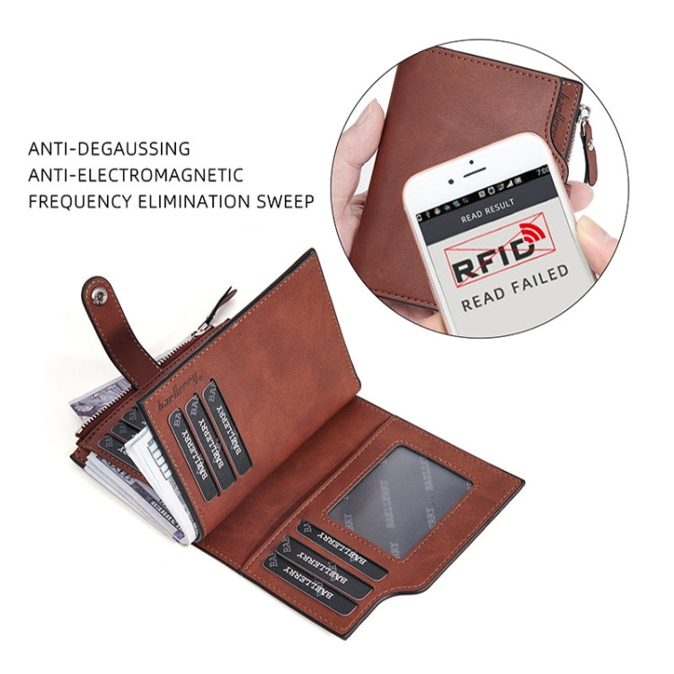 Baellerry D5113 RFID Anti-theft Tri-fold Zipper Short Wallet Coin Purse(Black)
