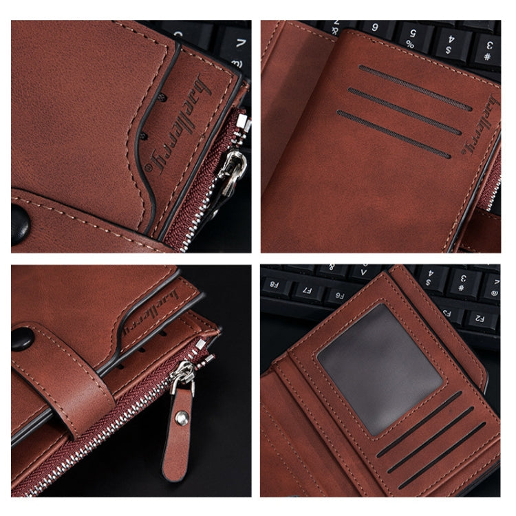Baellerry D5113 RFID Anti-theft Tri-fold Zipper Short Wallet Coin Purse(Dark Brown)