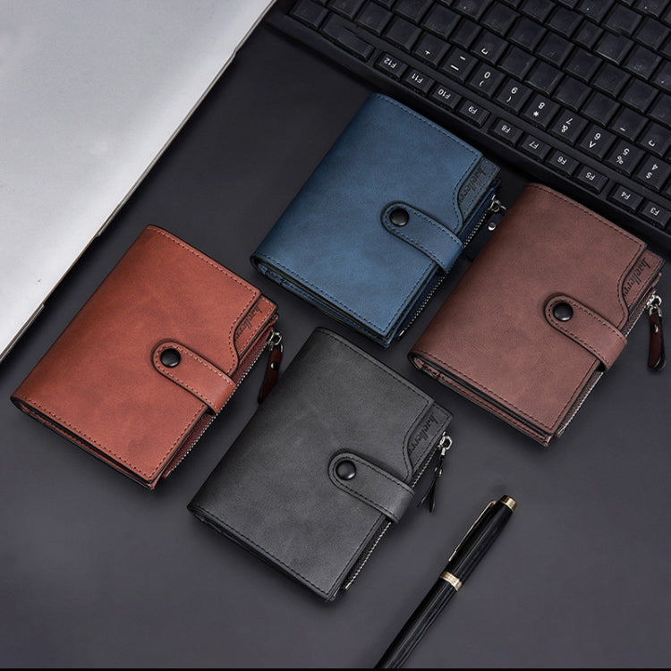 Baellerry D5113 RFID Anti-theft Tri-fold Zipper Short Wallet Coin Purse(Dark Brown)