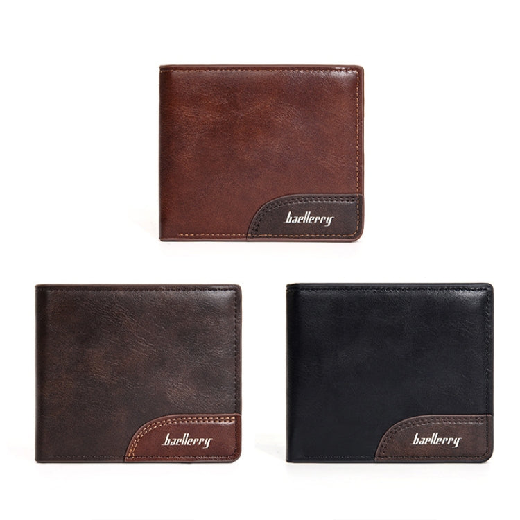 Baellerry D2405 Retro Two-fold Men Short Zipper Wallet Card Holder(Black)