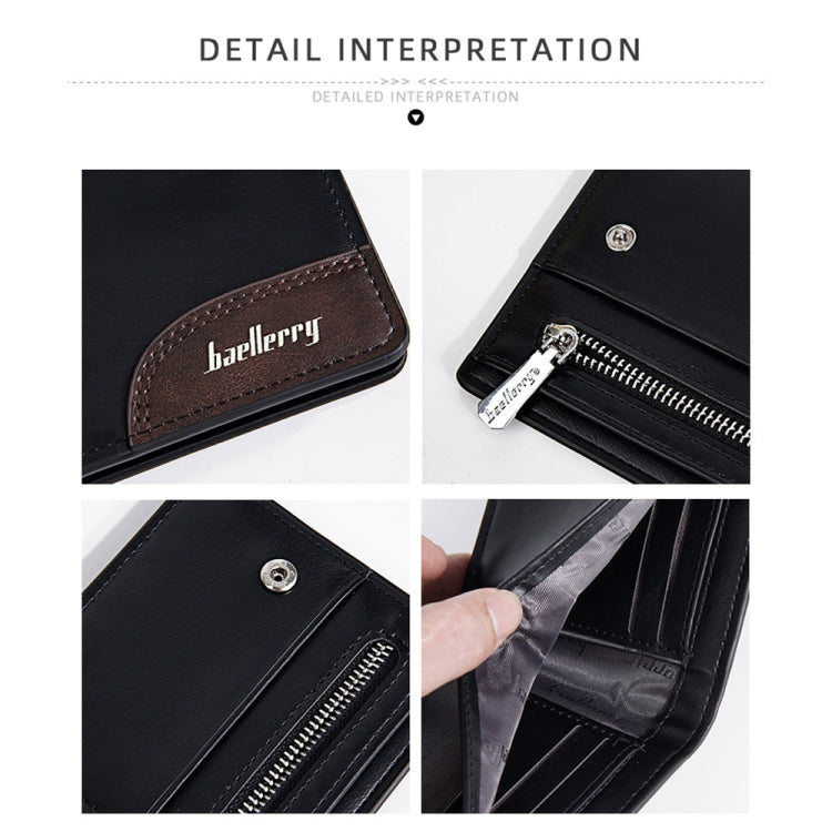 Baellerry D2405 Retro Two-fold Men Short Zipper Wallet Card Holder(Brown)