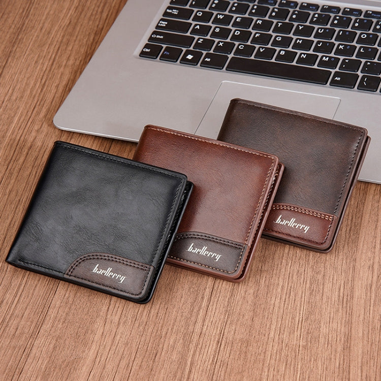 Baellerry D2405 Retro Two-fold Men Short Zipper Wallet Card Holder(Dark Brown)