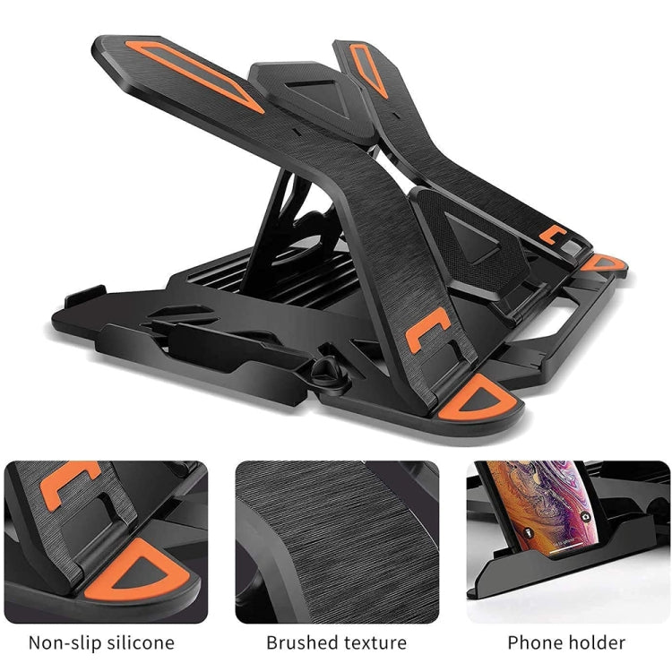 ICE COOREL E5 Laptop Folding And Lifting Cooling Bracket With Mobile Phone Holder Black with Rotating