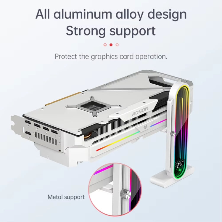 COOLMOON GH3 Pro Computer ARGB Vertical Adjustable Lens Graphics Card Holder, Style: Temperature Display Upgrade White