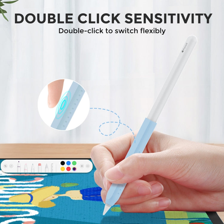 For Apple Pencil 1&2 AhaStyle PT182 Silicone Protective Grip Cover(Blue)