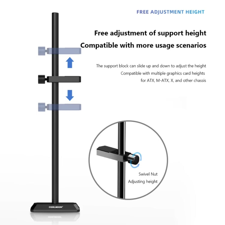 COOLMOON GH260 Desktop Computer Vertical Mounted Graphics Card Protection Shelf Metal Rod Magnetic Support Bracket, Color: GH260 Silver
