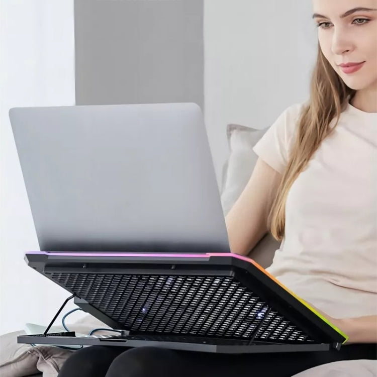 ICE COOREL K15C Smart Adjustable Laptop Radiator Base With RGB Lighting Effect, Color: 13 Fans