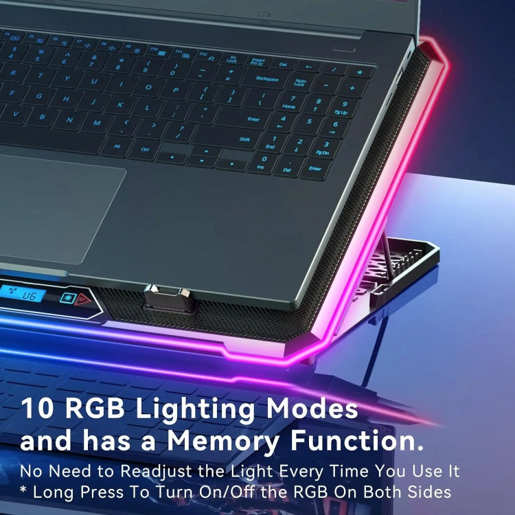 ICE COOREL K15C Smart Adjustable Laptop Radiator Base With RGB Lighting Effect, Color: 15 Fans